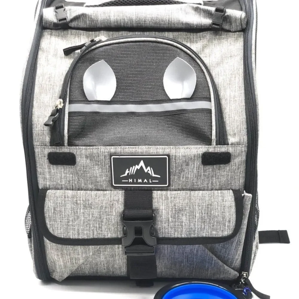 Ventilated Design Breathable, Pet Carrier Backpack for Dogs, Cats, with Pet Bow
